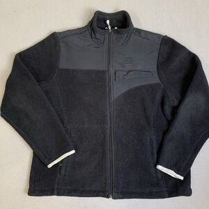 Lands End Jacket Women's Size Large Black Fleece Coat Full Zip‎ Long Sleeve